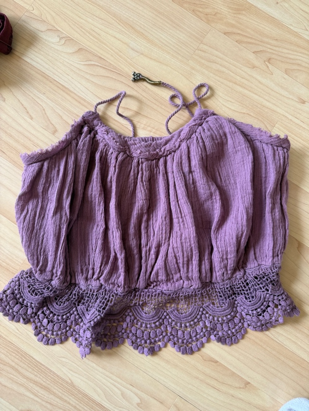 Free people-  Lavender Crochet-Hem  Top
